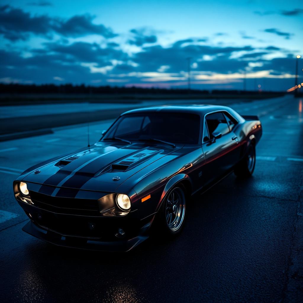 Franjas de carrera en muscle car.